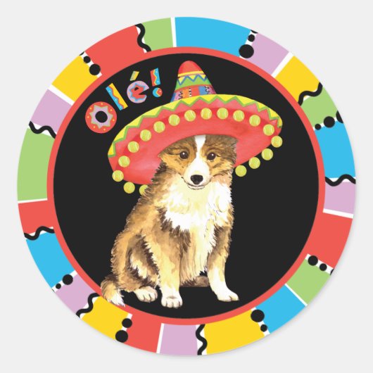 Fiesta Sheltie Ronde Sticker (Voorkant)