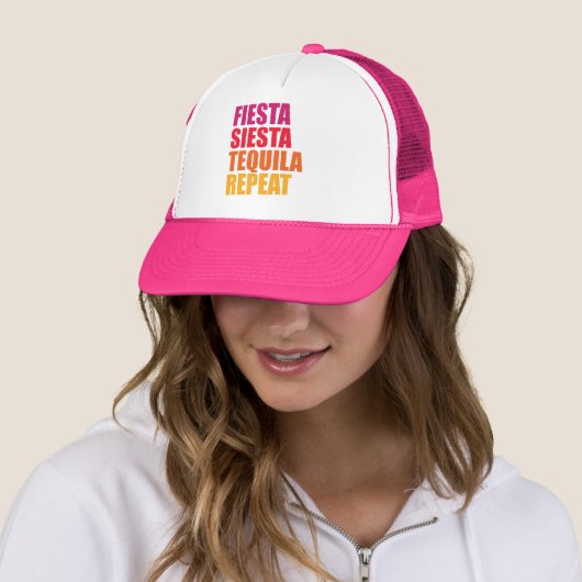 Fiesta, Siesta, Tequila Bachelorette Vacation Trucker Pet (In situ)