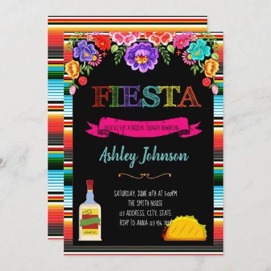 Fiesta siesta tequila repeat Bachelorette Kaart (Voorkant / Achterkant)