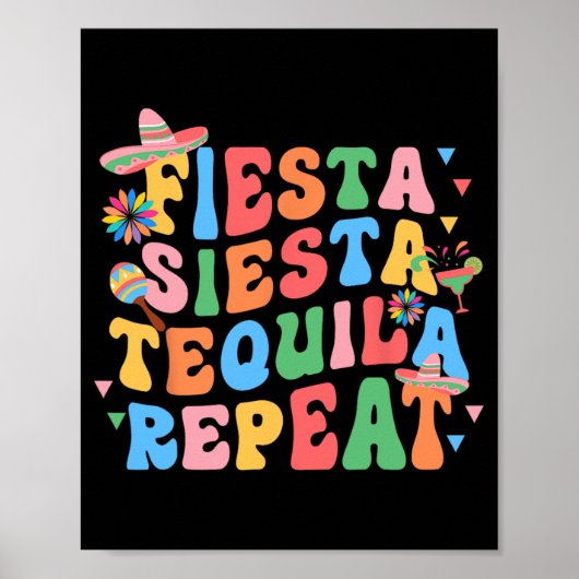Fiesta Siesta Tequila Repeat Bruid Team Bruidegom Poster (Voorkant)