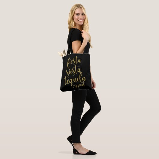 Fiesta Siesta Tequila Repeat Glitter Bachelorette Tote Bag (Op model)