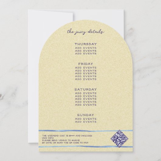 Fiesta Siesta Tequila Tan Lines Bachelorette Club Kaart (Achterkant)