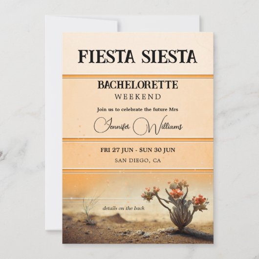 Fiesta Siesta Terra Cotta Bachelorette Weekend Kaart (Voorkant)