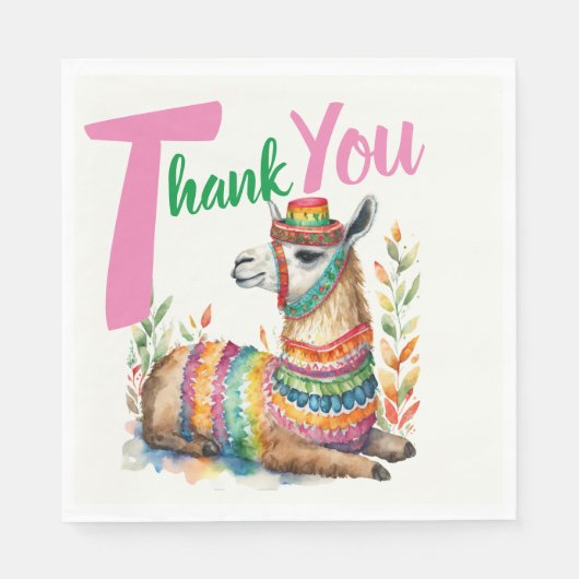 Fiesta Sinorita Baby Meisje Douche Partyware Llama Servet (Voorkant)