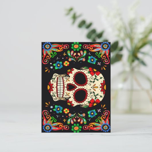 Fiesta Skull Briefkaart (Staand voorkant)
