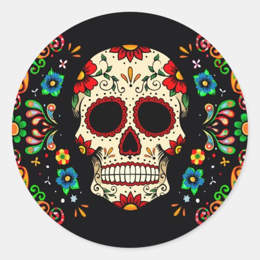 Fiesta Skull Ronde Sticker (Voorkant)