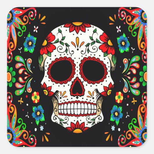 Fiesta Skull Vierkante Sticker (Voorkant)