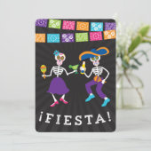 Fiesta Skulls Party Uitnodiging met banners (Staand voorkant)