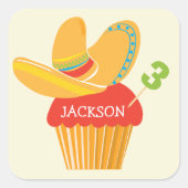 Fiesta Sombrero Cupcake Gepersonaliseerde Sticker (Voorkant)