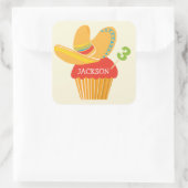 Fiesta Sombrero Cupcake Gepersonaliseerde Sticker (Tas)