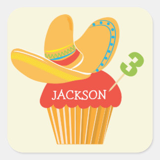Fiesta Sombrero Cupcake Gepersonaliseerde Sticker