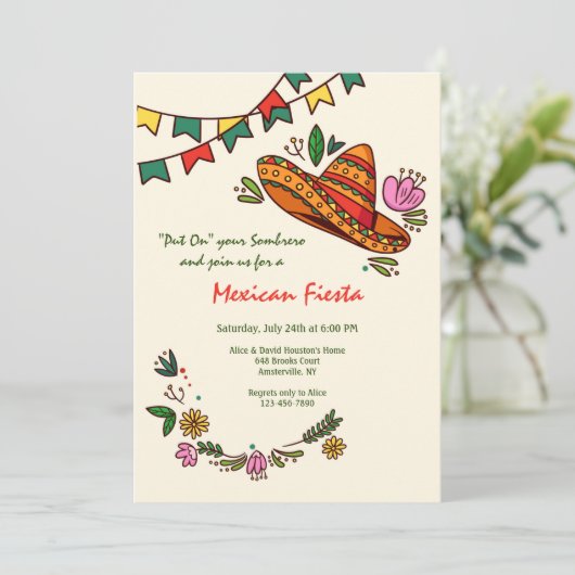 Fiesta Sombrero Kaart (Staand voorkant)