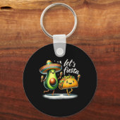 Fiesta Squad Avocado Tacos Let's Fiesta Funny Cinc Sleutelhanger (Voorkant)