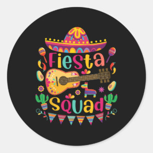 Fiesta Squad Cinco De Mayo Mexicaanse Gitaar Nacho Ronde Sticker