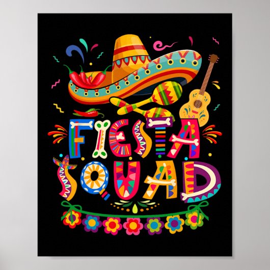 Fiesta Squad Cinco de Mayo T-shirt Mexicaanse part Poster (Voorkant)