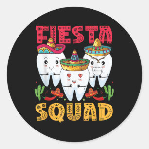 Fiesta Squad Cinco de Mayo Tandheelkundige Mexicaa Ronde Sticker