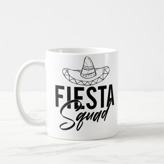 Fiesta Squad Fiesta vrijgezellenfeest T-shirts, 1/ Koffiemok (Links)