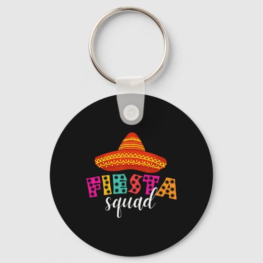 Fiesta Squad Grappig Cinco de Mayo Sombrero Vrouwe Sleutelhanger (Voorkant)