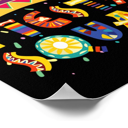 Fiesta Squad Mexico Fiesta Taco Gitaar Cinco de Ma Poster (Hoek)