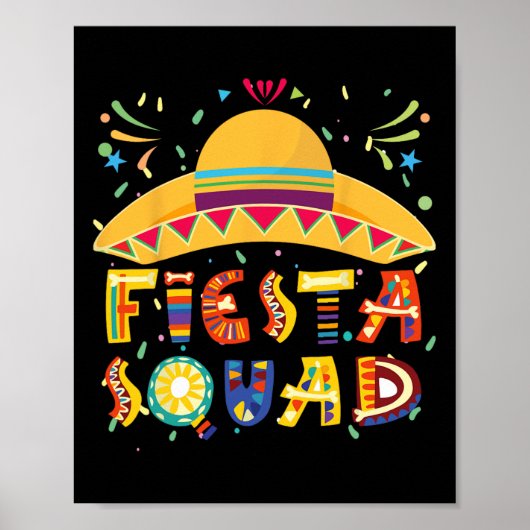 Fiesta Squad Mexico Fiesta Taco Gitaar Cinco de Ma Poster (Voorkant)
