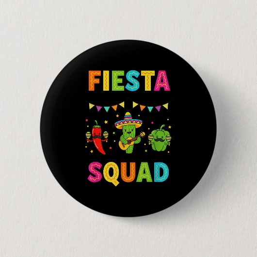 Fiesta squad schattige cactus peper belle peper ki ronde button 5,7 cm (Voorkant)