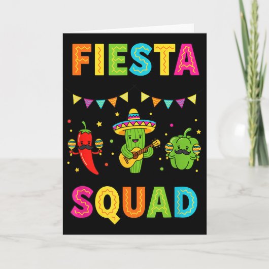 Fiesta squad schattige cactus peper belpeper kinde kaart (Voorkant)