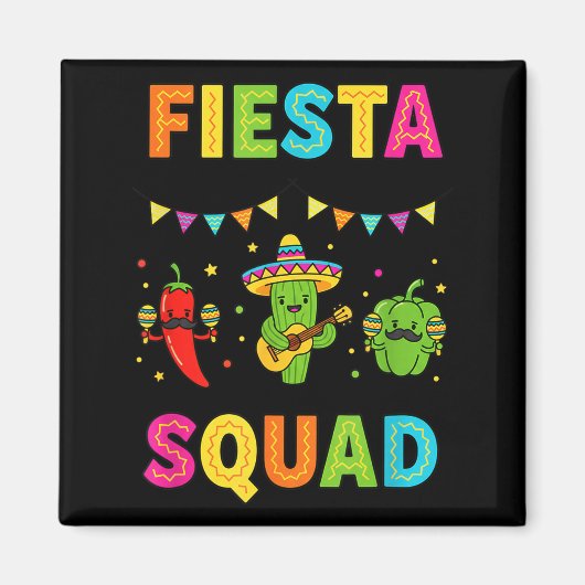 Fiesta squad schattige cactus peper paprika kids magneet (Voorkant)