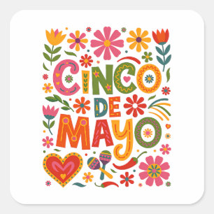 Fiesta Stemmingen Cinco de Mayo – Vier het Mexicaa Vierkante Sticker