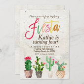 Fiesta Succulent Birthday Invitation Kaart (Voorkant / Achterkant)