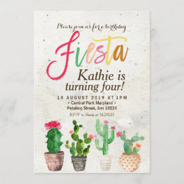Fiesta Succulent Birthday Invitation Kaart