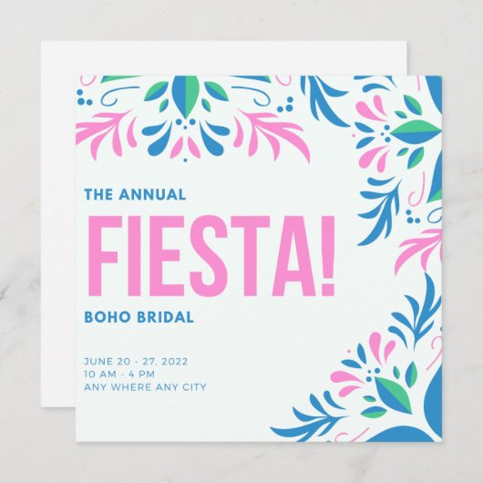 Fiesta Succulent Boho Bridal Brunch Kaart (Voorkant / Achterkant)