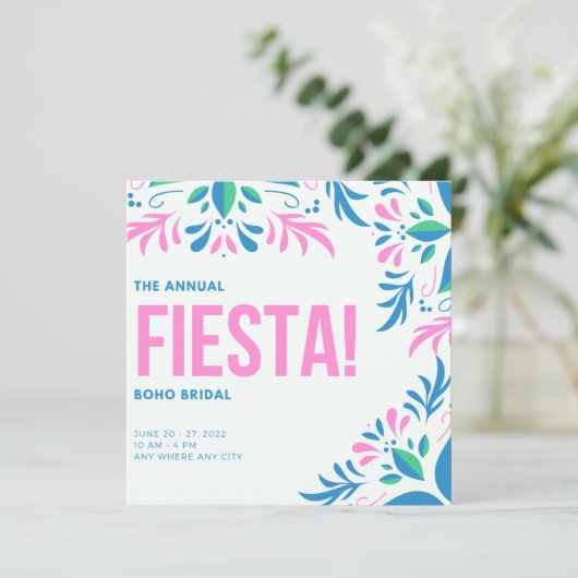 Fiesta Succulent Boho Bridal Brunch Kaart (Staand voorkant)
