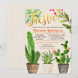 Fiesta Succulent Cactus Baby shower Invitation Kaart