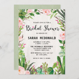 Fiesta Succulent Cactus Bridal Shower Invitation Kaart