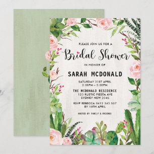 Fiesta Succulent Cactus Bridal Shower Invitation Kaart