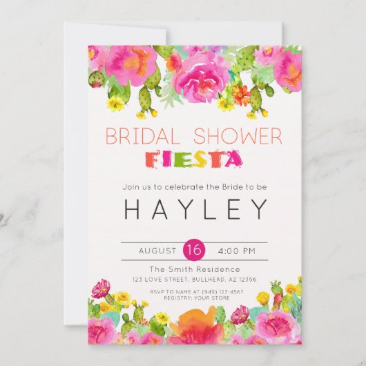 Fiesta Succulent Floral Waterverf Vrijgezellenfees Kaart (Voorkant)