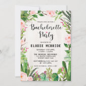 Fiesta Succulent Roze Bloemen Bachelorette Uitnodi Kaart (Voorkant)