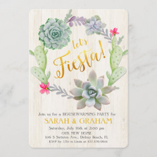 Fiesta Succulent Wreath Housewarming Uitnodiging