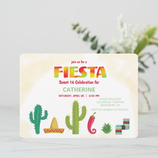 Fiesta Sweet 16 Celebration Kaart (Staand voorkant)