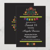 Fiesta Sweet 16 Verjaardagsfeest Mexicaans Uitnodi Kaart (Voorkant / Achterkant)