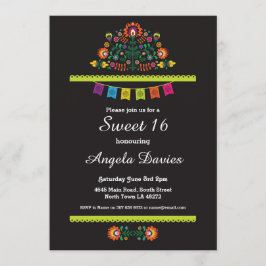 Fiesta Sweet 16 Verjaardagsfeest Mexicaans Uitnodi Kaart