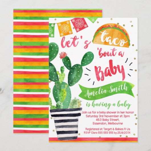 Fiesta Taco Baby shower Uitnodiging (Voorkant / Achterkant)