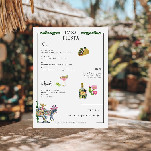 Fiesta Taco Bar Menu | Tequila Party Menu