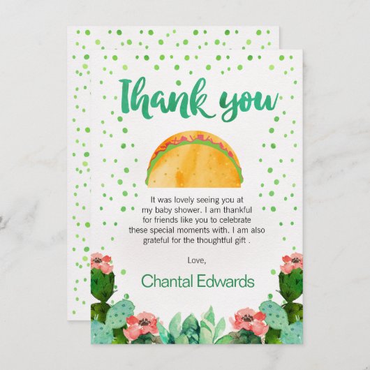 Fiesta Taco 'Bout A Baby Dank je wel Kaart (Voorkant / Achterkant)