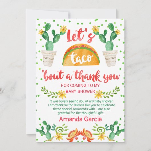 Fiesta Taco Bout A Baby Hartelijk dank Kaart (Voorkant)