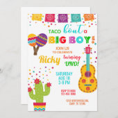 Fiesta taco bout a big boy birthday invitation. kaart (Voorkant / Achterkant)