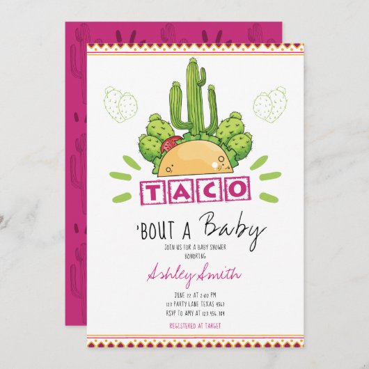 Fiesta Taco 'Bout Baby Pink Kaart (Voorkant / Achterkant)