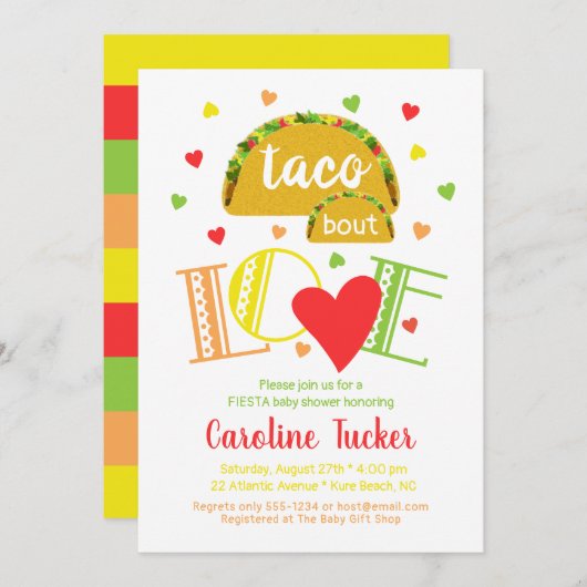 Fiesta Taco Bout Love Baby shower Invitation Kaart (Voorkant / Achterkant)
