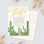 Fiesta Taco Bout Love Bridal Shower Uitnodiging<br><div class="desc">Dit ontwerp van het vrijgezellenfeest van Fista kenmerkt gouden manuscripttekst en een verscheidenheid van waterverf cactus potted planten. Klik de aanpassingsknoop voor meer flexibiliteit met het wijzigen van de afbeeldingen en de tekst! De variaties van dit ontwerp, extra kleuren, evenals de coördinerende producten zijn beschikbaar in onze winkel, zazzle.com/store/doodlelulu. Neem...</div>