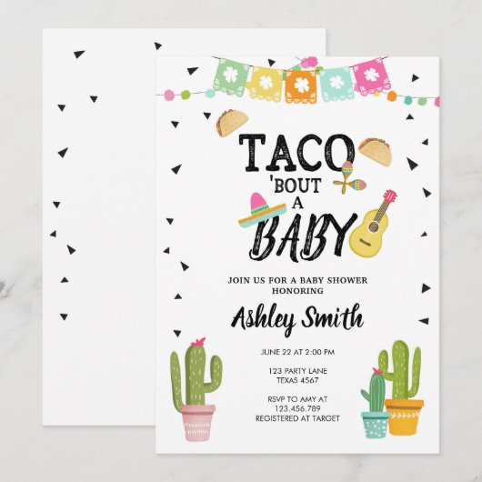 Fiesta Taco Bout Love Cactus Zwart Baby shower Kaart (Voorkant / Achterkant)